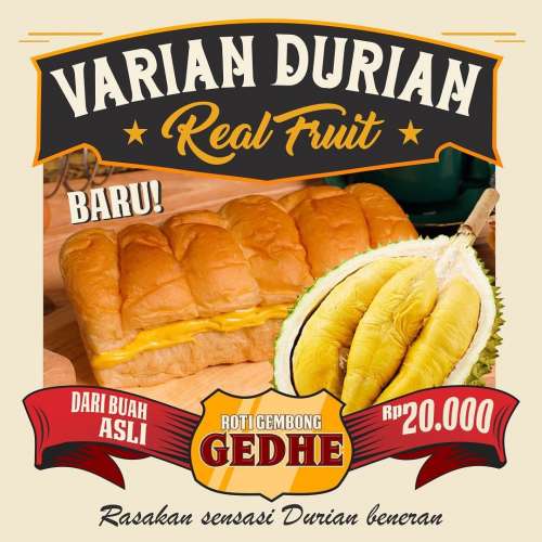 Roti Gembong Isi Real Fruit Durian