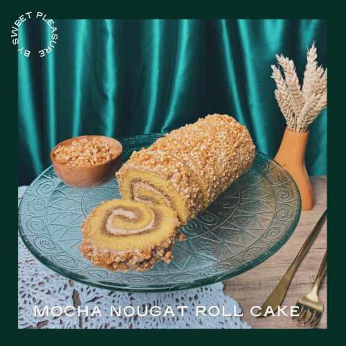 Mocha Nougat Roll Cake