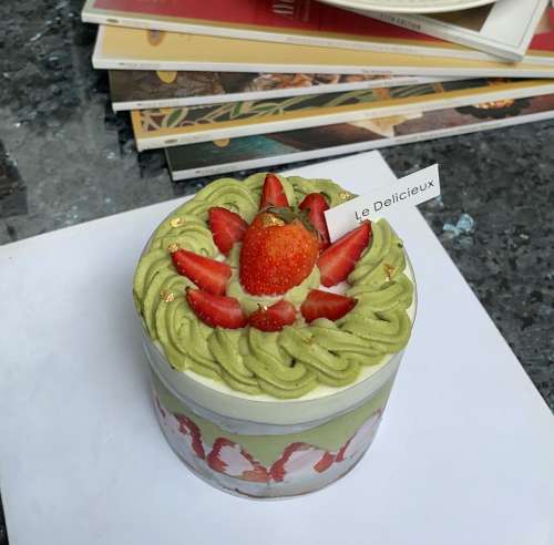 Matcha and Strawberry Fresh Cream Cake