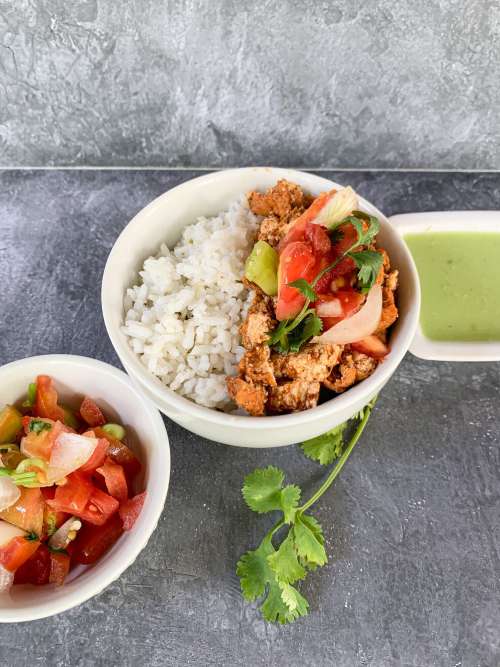 Vegetarian Sofrito Tofu Rice Bowl