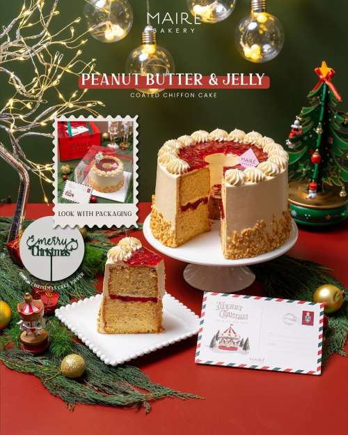 Peanut Butter & Jelly Coated Chiffon Cake