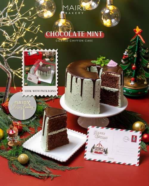 Chocolate Mint Coated Chiffon Cake