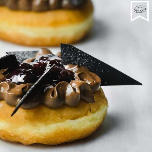 Premium Artisan Doughnut Dark Cherry Blackforest