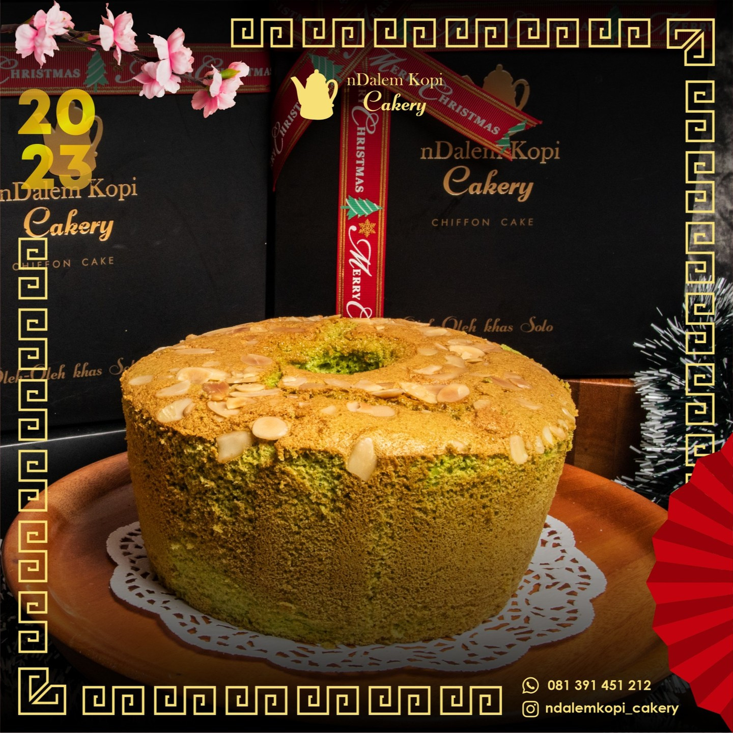 Chiffon Cake varian Pandan Almond