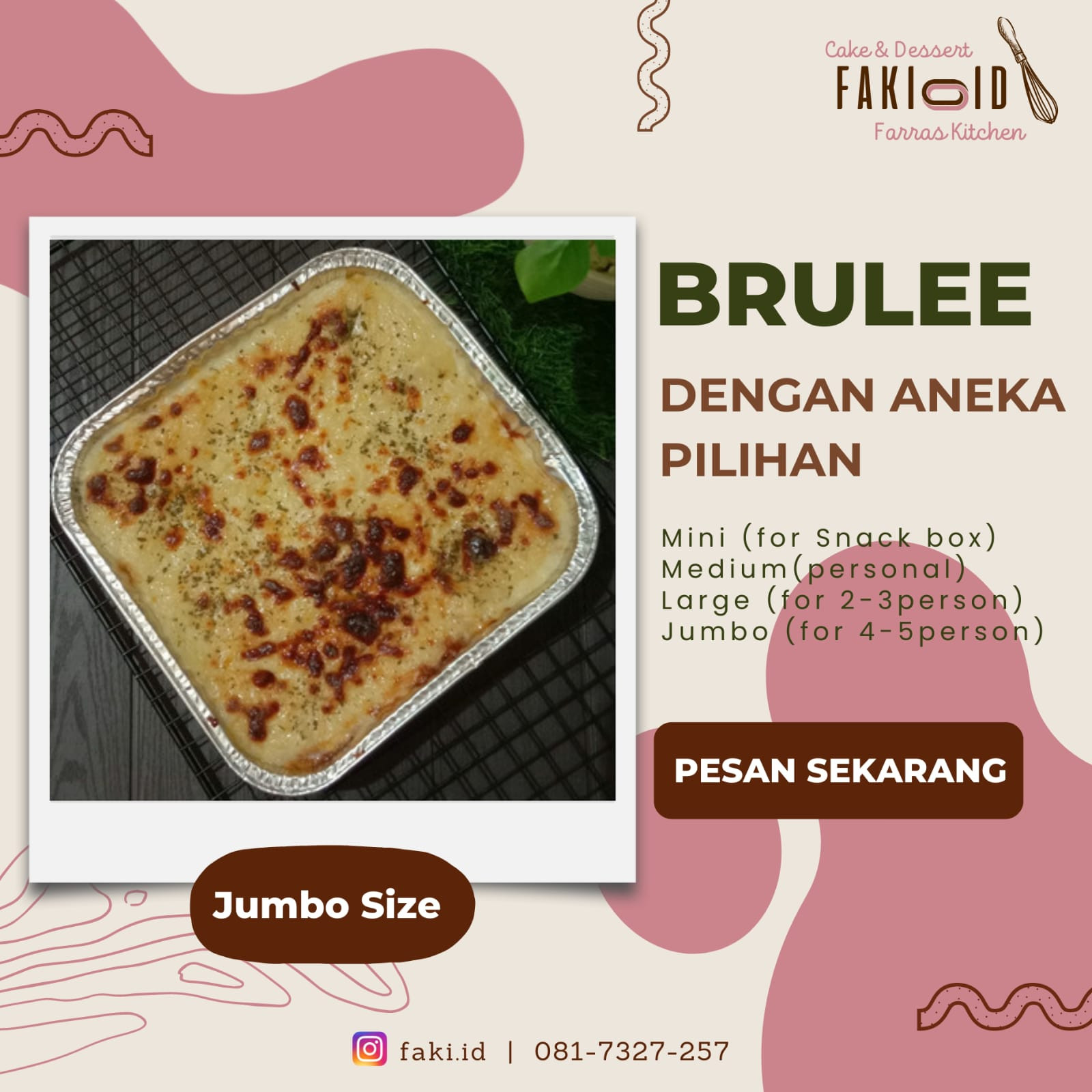 Brulee Pasta Jumbo (20x20x5cm)