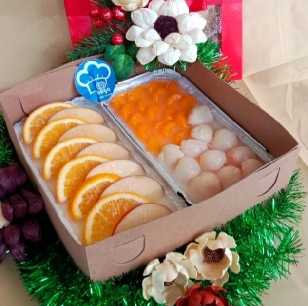 Hampers Puding Almond Toping Buah