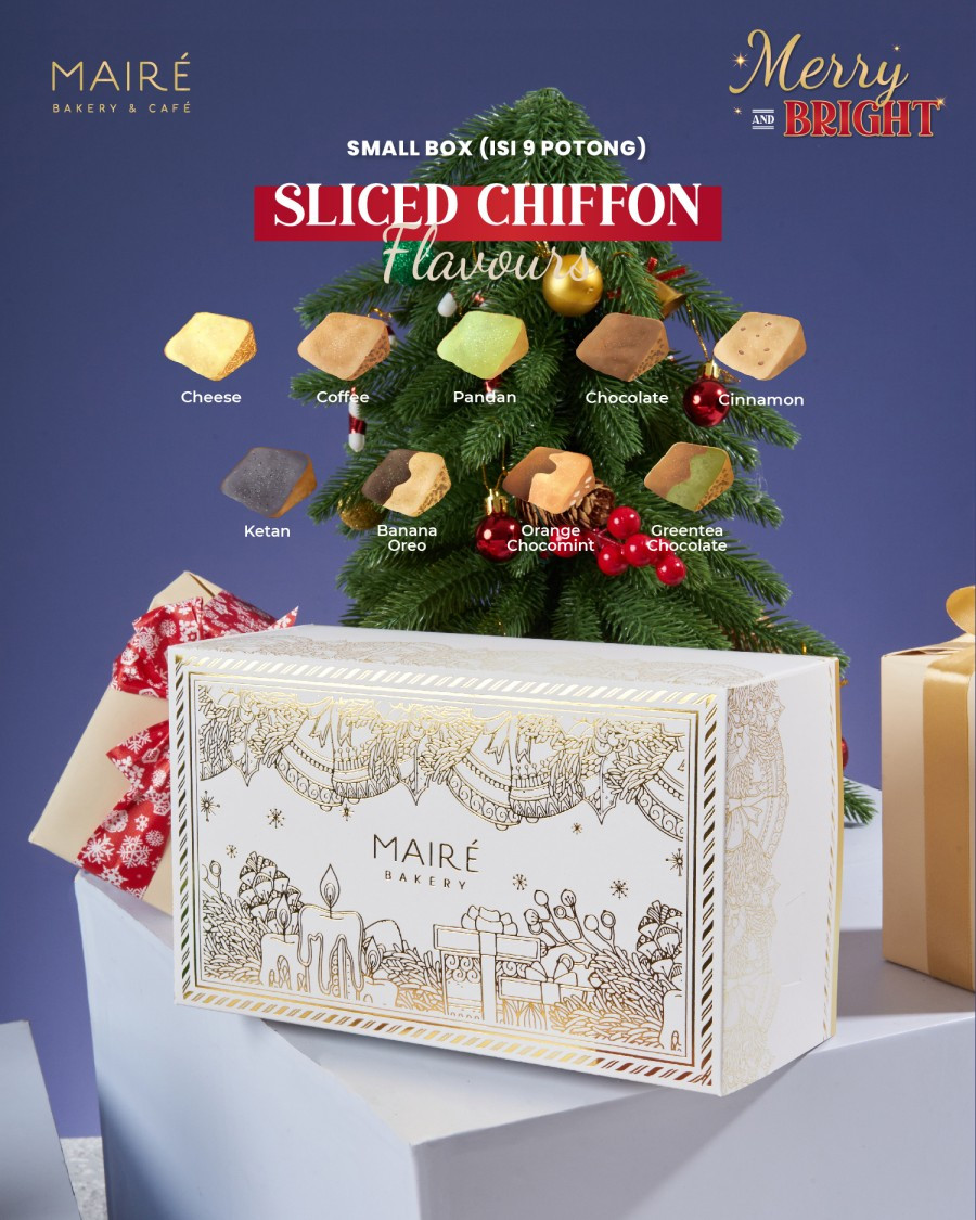 Maire Chiffon Sliced Small Cake Box 9 Slices Christmas 2023