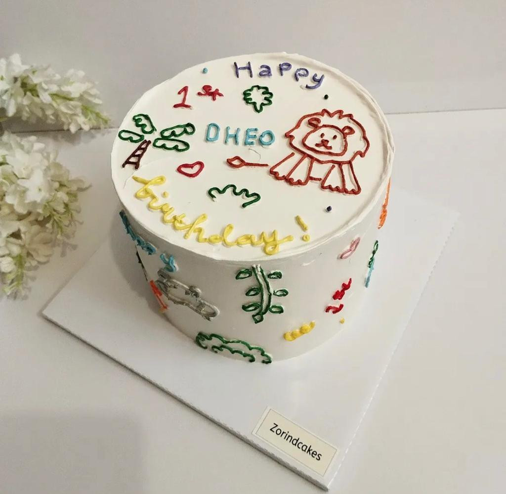 Korean Cake Line Art Drawing