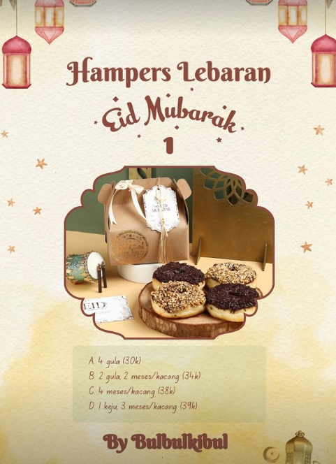 Hampers Lebaran Eid Mubarak 1 (2 Donat Gula + 2 Meses/Kacang)