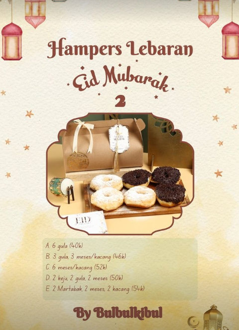 Hampers Lebaran Eid Mubarak 2 (3 Donat Gula + 3 Meses/Kacang)