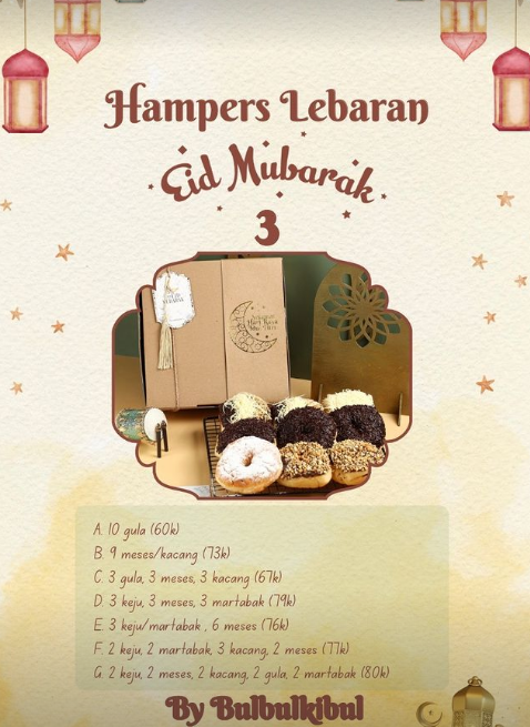 Hampers Lebaran Eid Mubarak 3 (3 Donat Gula + 3 Meses + 3 Kacang))